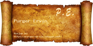 Purger Ervin névjegykártya